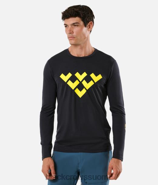 vaatteet Black Crows Chevron merino sekoitus pitkähihainen t-paita musta-keltainen miehet Z848V171
