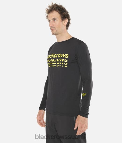 vaatteet Black Crows merino bc pitkähihainen t-paita musta-keltainen miehet Z848V176