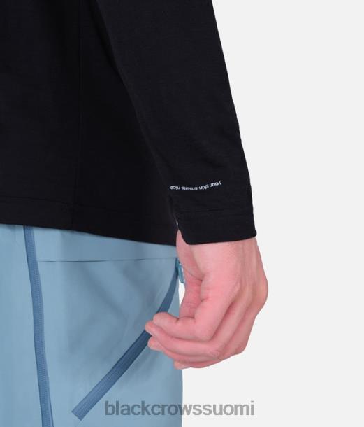 vaatteet Black Crows merino blend pitkähihainen t-paita musta miehet Z848V184