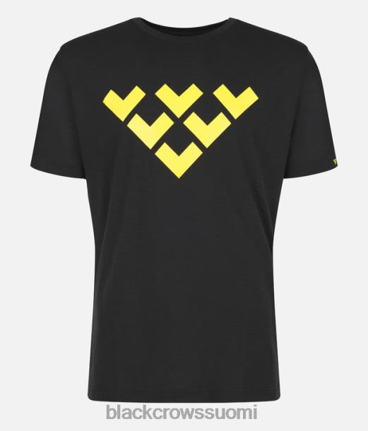 vaatteet Black Crows merinovilla lyhythihainen chevron T-paita musta-keltainen miehet Z848V173