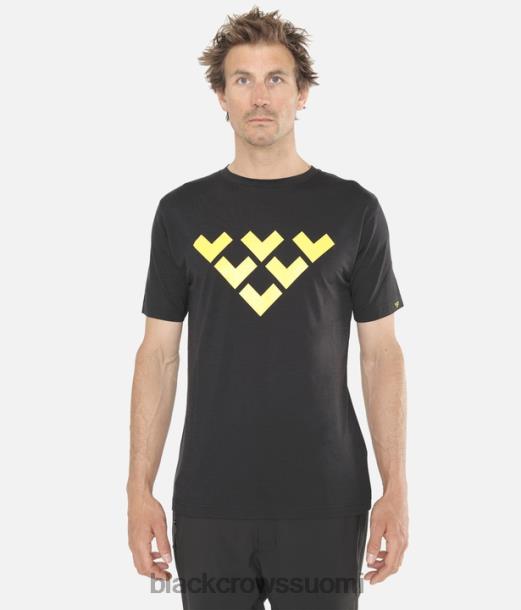 vaatteet Black Crows merinovilla lyhythihainen chevron T-paita musta-keltainen miehet Z848V173