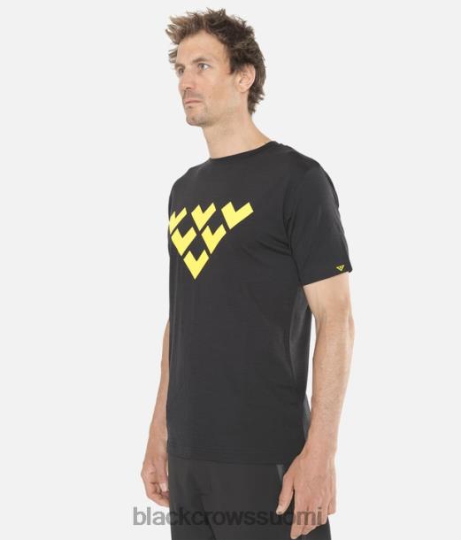 vaatteet Black Crows merinovilla lyhythihainen chevron T-paita musta-keltainen miehet Z848V173