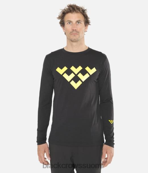 vaatteet Black Crows merinovilla pitkähihainen chevron T-paita musta-keltainen miehet Z848V175