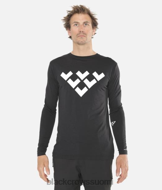 vaatteet Black Crows merinovilla pitkähihainen chevron T-paita musta valkoinen miehet Z848V179