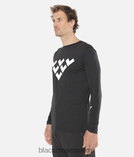 vaatteet Black Crows merinovilla pitkähihainen chevron T-paita musta valkoinen miehet Z848V179