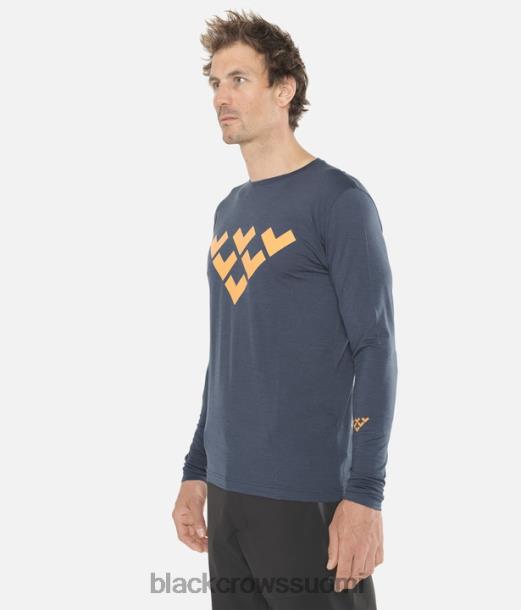 vaatteet Black Crows merinovilla pitkähihainen chevron T-paita tummansininen miehet Z848V165