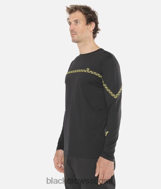 vaatteet Black Crows merinovilla pitkähihainen t-paita musta-keltainen miehet Z848V172