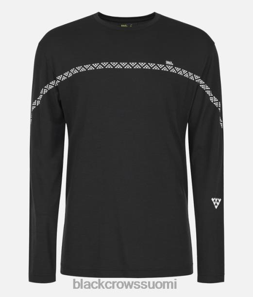 vaatteet Black Crows merinovilla pitkähihainen t-paita musta valkoinen miehet Z848V180