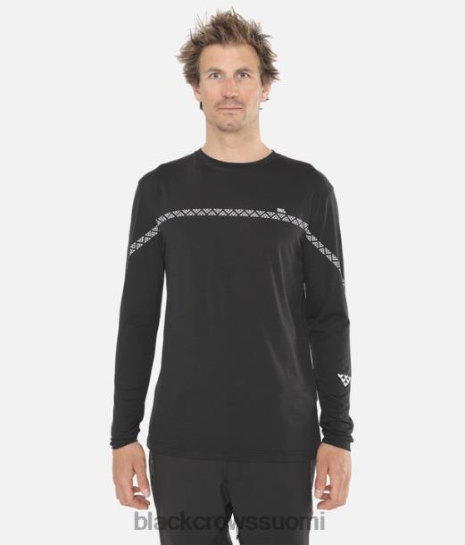 vaatteet Black Crows merinovilla pitkähihainen t-paita musta valkoinen miehet Z848V180