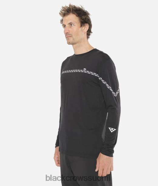 vaatteet Black Crows merinovilla pitkähihainen t-paita musta valkoinen miehet Z848V180