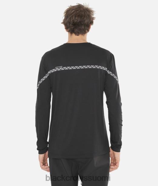 vaatteet Black Crows merinovilla pitkähihainen t-paita musta valkoinen miehet Z848V180