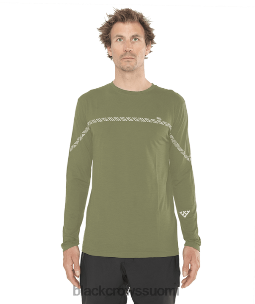 vaatteet Black Crows merinovilla pitkähihainen t-paita oliivinvihreä miehet Z848V152