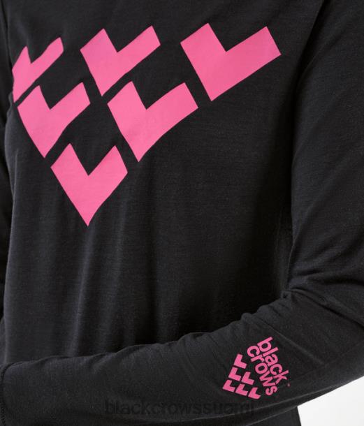 vaatteet Black Crows merino blend pitkähihainen t-paita musta-vaaleanpunainen naiset Z848V271